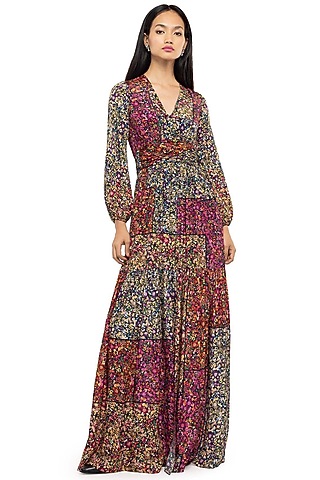 Multi-Colored Floral Printed Maxi Dress by Gaya