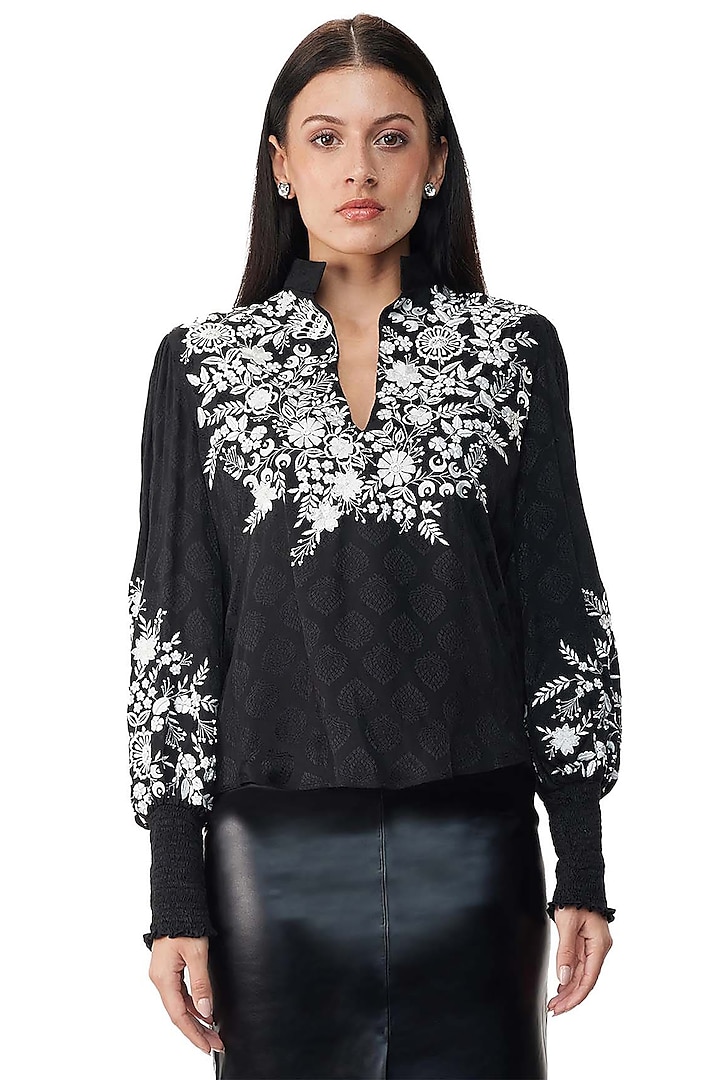 Black Embroidered Top by Gaya