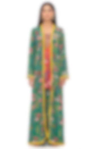 Emerald Green Floral Printed Jacket by Gaya at Pernia's Pop Up Shop