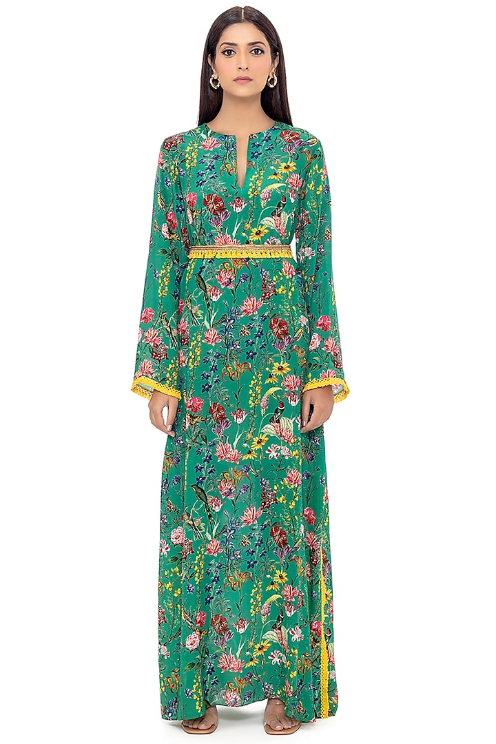 Emerald Green Floral Printed Tunic Dress by Gaya at Pernia's Pop Up Shop