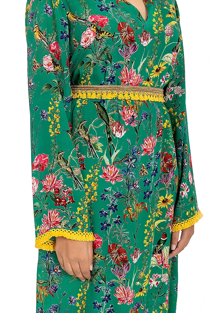 Emerald Green Floral Printed Tunic Dress Design by Gaya at Pernia's Pop Up  Shop 2026