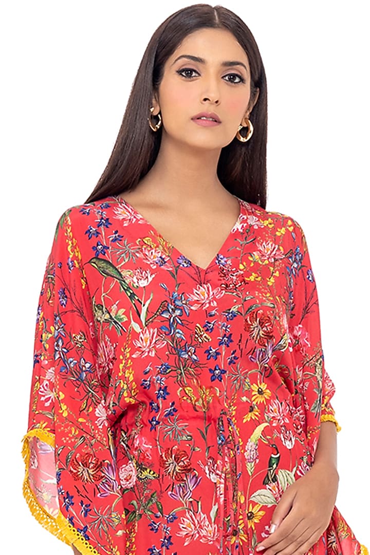 Hot Pink Floral Printed Kaftan Maxi Summer Dress by Gaya at Pernia's Pop Up Shop