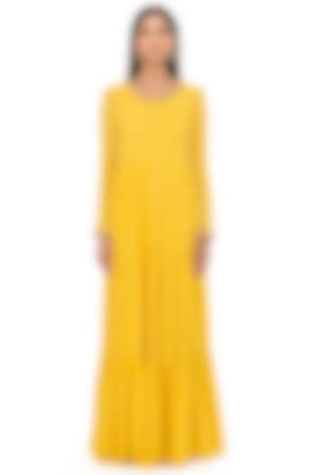 Yellow Embroidered Fit & Flared Tunic by Gaya