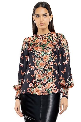 Multi-Colored Printed Blouson Top by Gaya