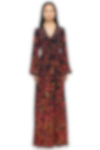Multi-Colored Butterfly Printed Maxi Dress by Gaya
