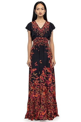 Multi-Colored Floral Printed Maxi Dress by Gaya