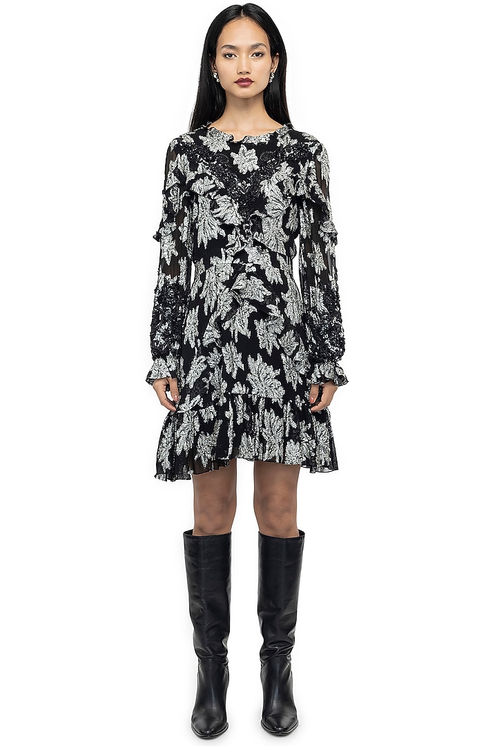 Black & Silver Embroidered Vacation Dress by Gaya at Pernia's Pop Up Shop