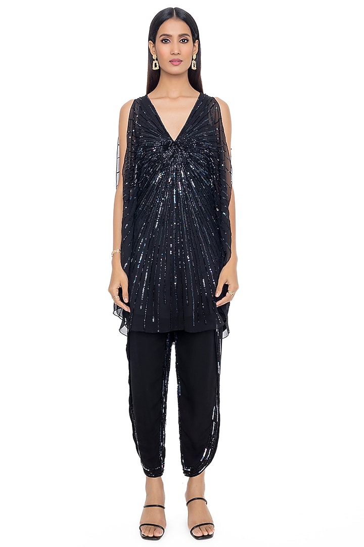 Black Embellished Kaftan Tunic Set by Gaya at Pernia's Pop Up Shop