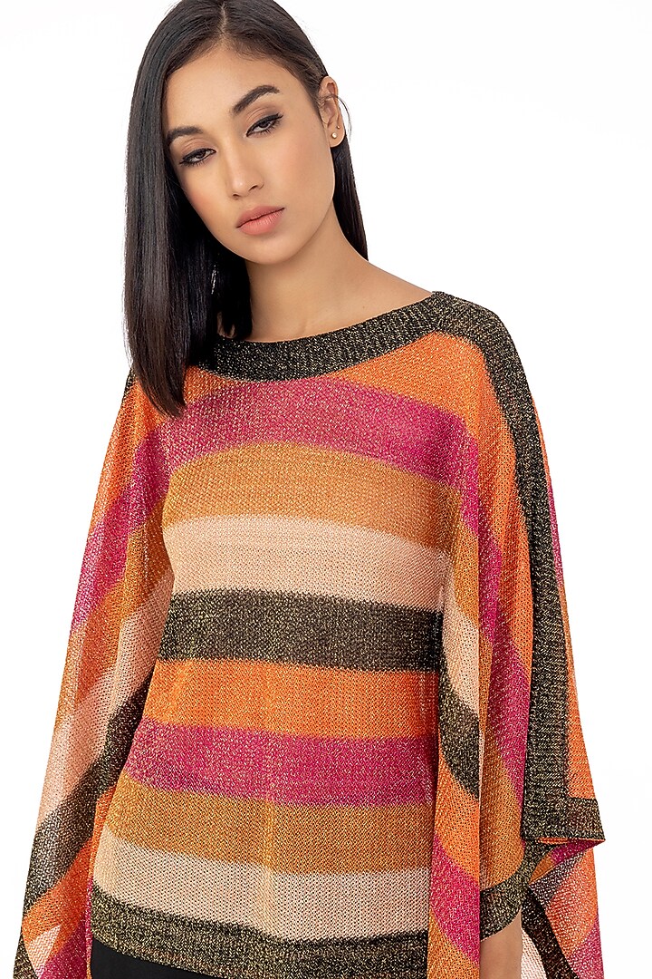 Multi-Coloured Striped Kaftan Top by Gaya at Pernia's Pop Up Shop