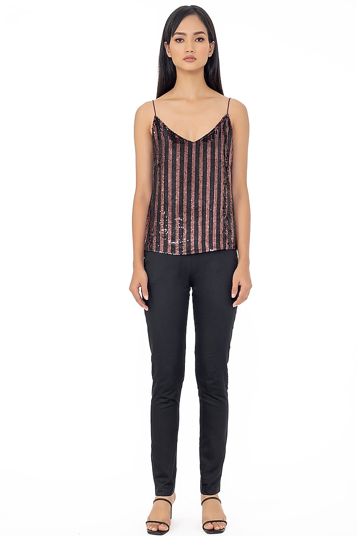 Multi-Coloured Striped Sequins Camisole by Gaya