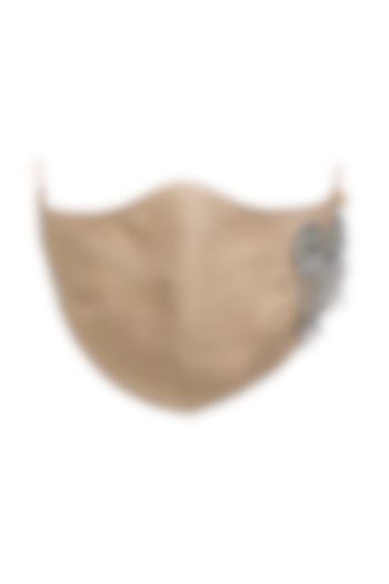 Beige Crystal Brooch Embellished Mask by Gaya at Pernia's Pop Up Shop