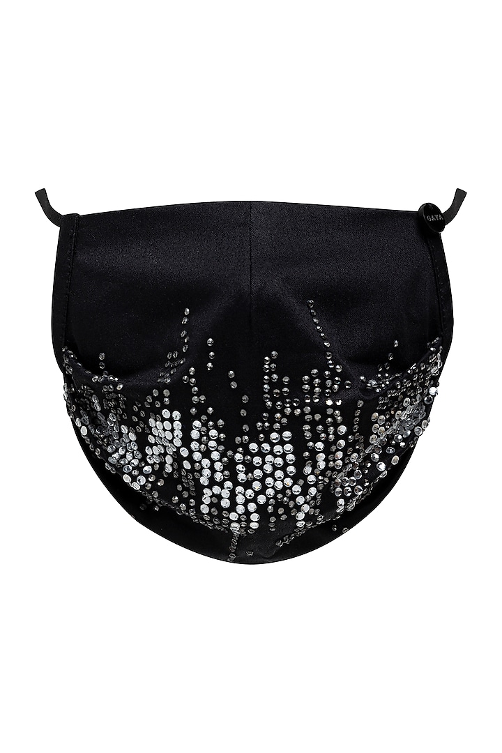 Black Embellished Pleated Mask by Gaya
