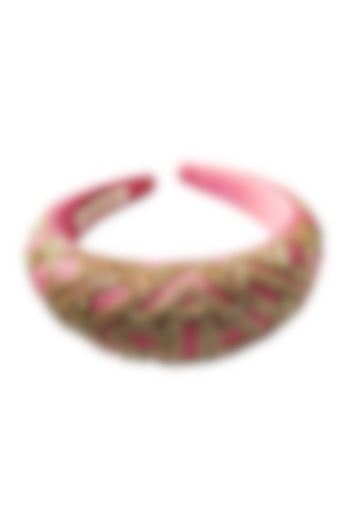 Pink & Gold Embroidered Hairband by Gaya