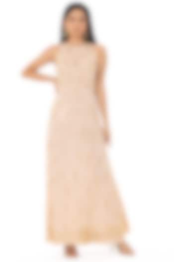 Nude Poly Georgette Maxi Vacation Dress by Gaya at Pernia's Pop Up Shop