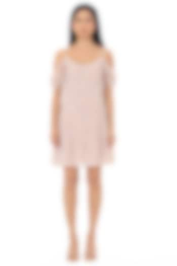 Nude Beaded Cold-Shoulder Vacation Dress by Gaya at Pernia's Pop Up Shop