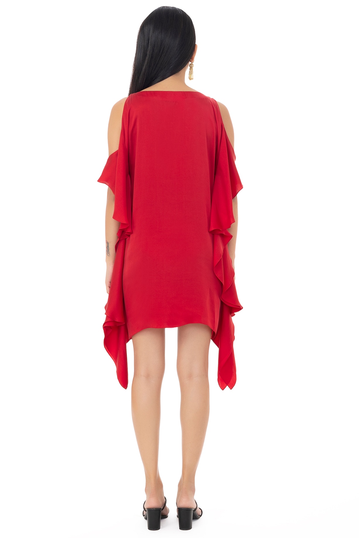 Bright Red Cold-Shoulder Kaftan Dress by Gaya at Pernia's Pop Up