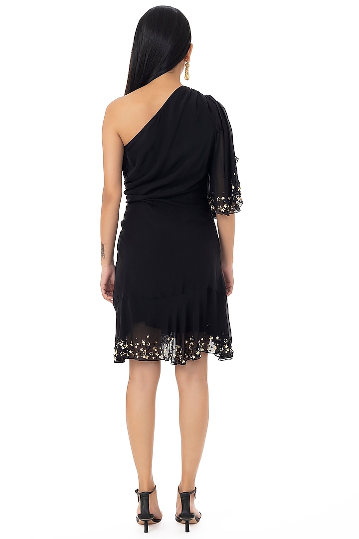 Black One-Shoulder Tie-Up Vacation Dress by Gaya at Pernia's Pop Up Shop