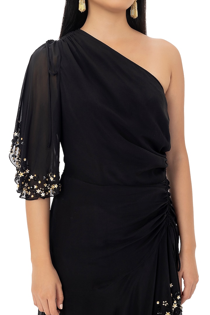 Black One-Shoulder Tie-Up Vacation Dress by Gaya at Pernia's Pop Up Shop