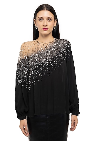 Black Embellished Top by Gaya