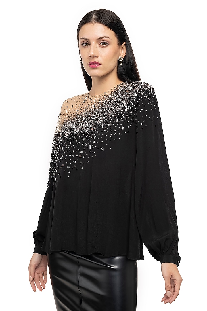 Black Embellished Top by Gaya at Pernia's Pop Up Shop