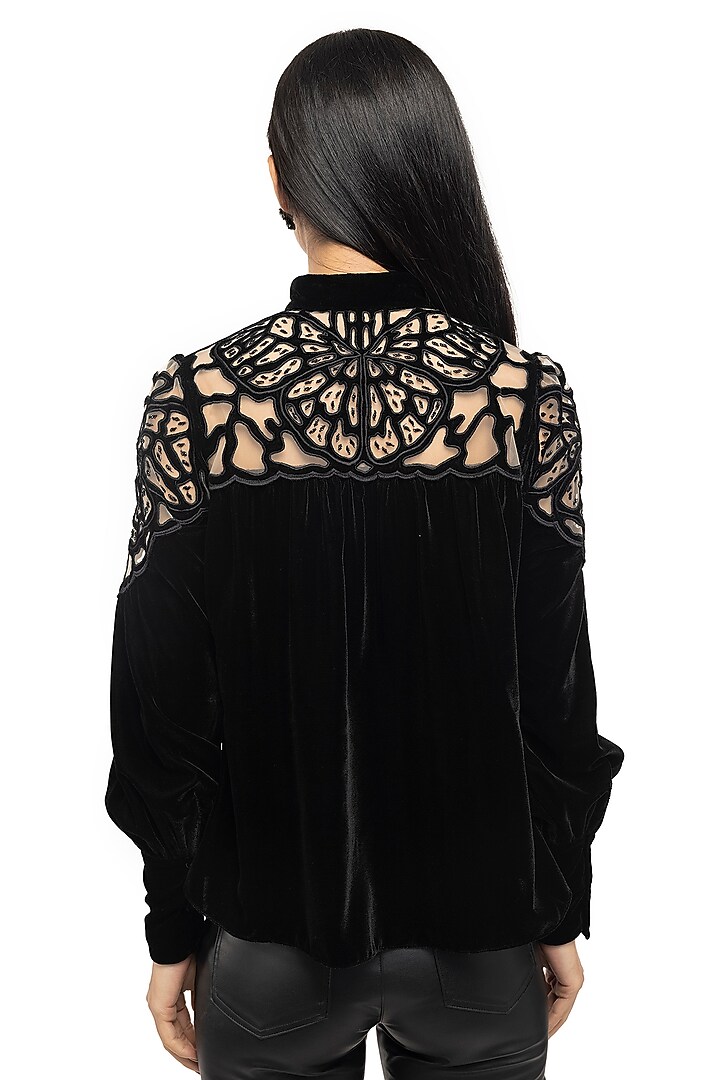 Black Velvet Blouson Top by Gaya at Pernia's Pop Up Shop