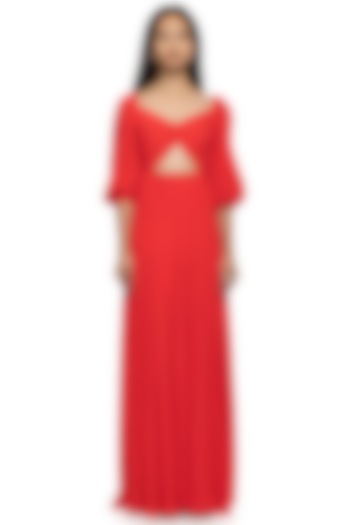 Red Viscose Maxi Dress by Gaya