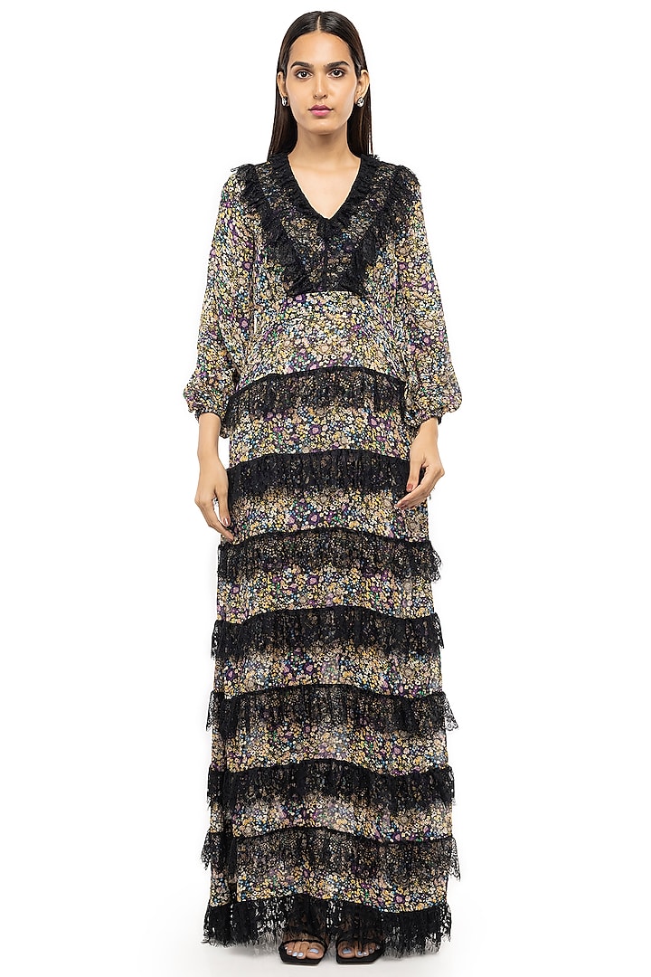 Multi-Coloured Printed Maxi Dress by Gaya