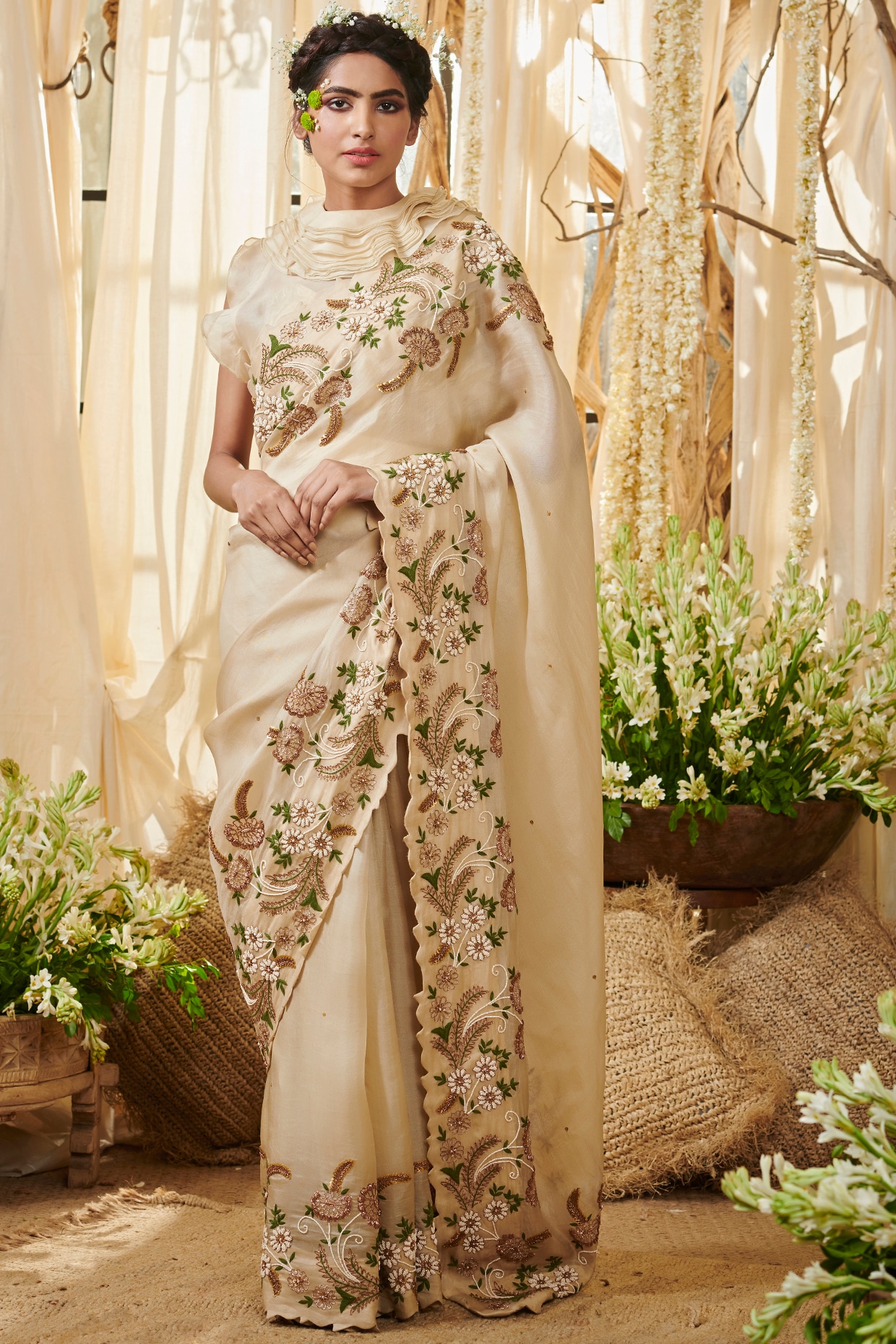 Designer Heavy Zardosi And Stone Work Border Bridal Saree at best price in  Jaipur