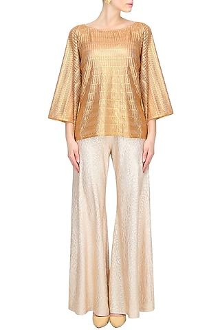 Gold Stripes Printed Kaftan Top by Gaaya by Gayatri Kilachand