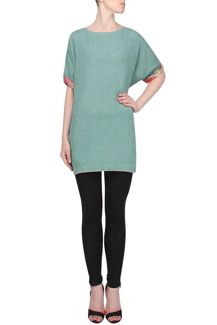 Grey double coloured floral finish loose top available only at Pernia's Pop Up Shop.