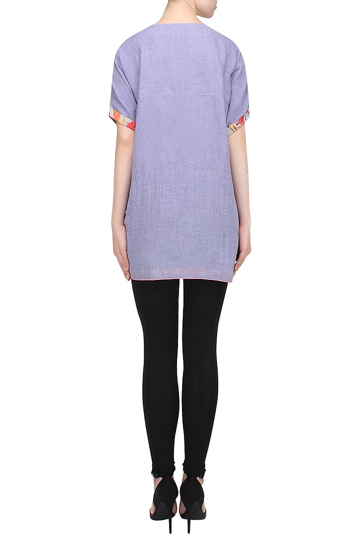 Grey double coloured floral finish loose top available only at Pernia's Pop Up Shop.