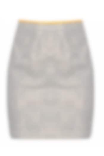 Off White And Brown Herringbone Printed Fitted Skirt by Gaaya by Gayatri Kilachand