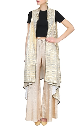Gold Stripes Printed Free Size Cape by Gaaya by Gayatri Kilachand