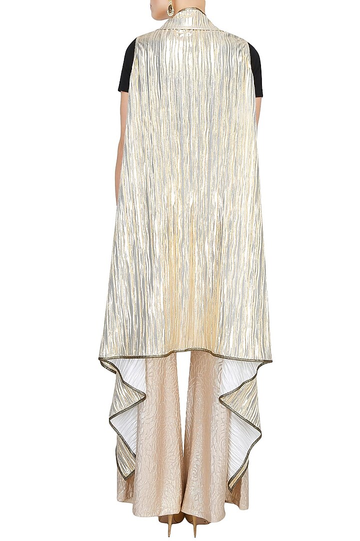 Gold stripes printed free size cape available only at Pernia's Pop Up Shop.