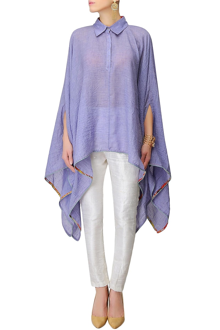 Purple floral finish asymmetric hem cape top available only at Pernia's Pop Up Shop.