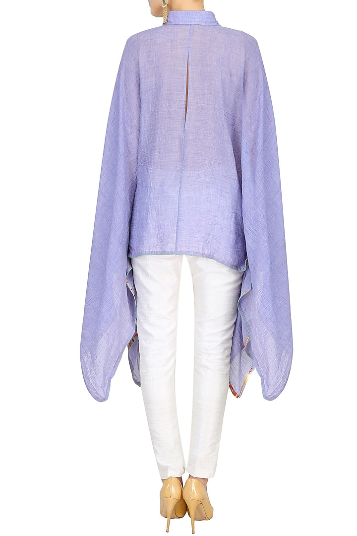 Purple floral finish asymmetric hem cape top available only at Pernia's Pop Up Shop.