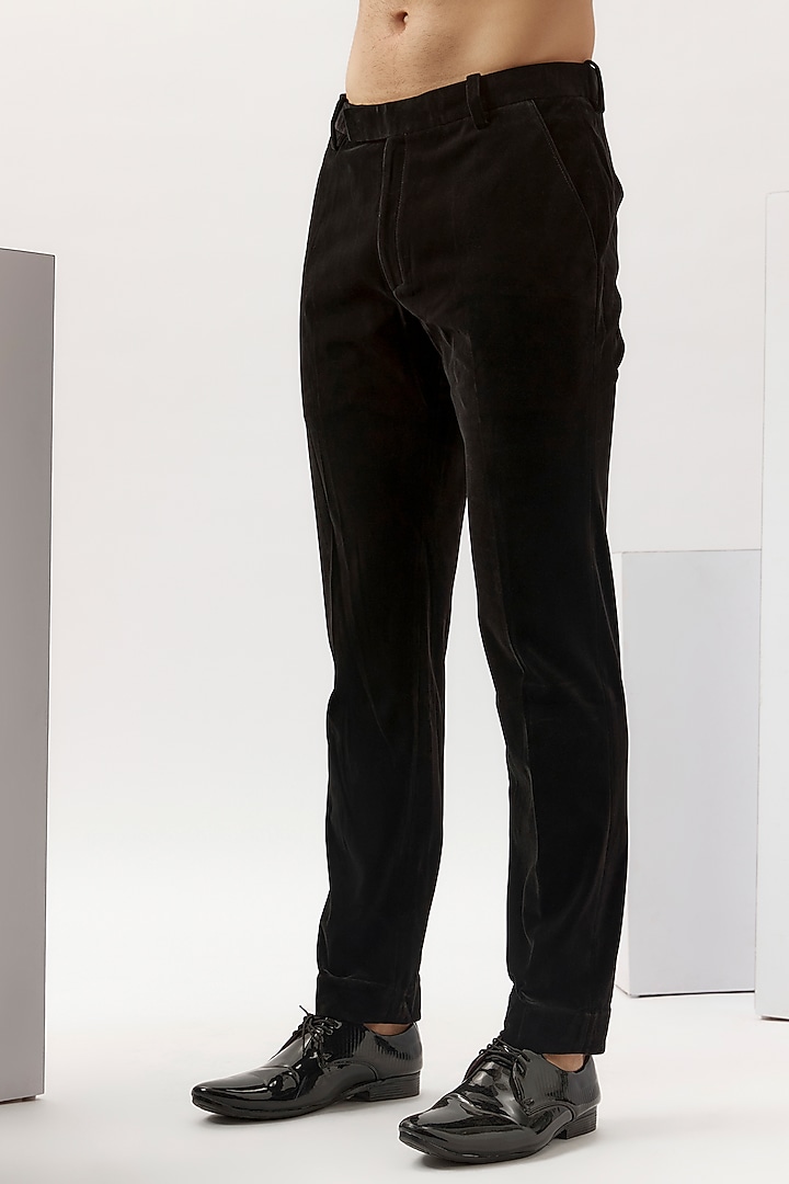 Black Velvet Crystal Embroidered Tuxedo Set by Gaurav Gupta Men at Pernia's Pop Up Shop