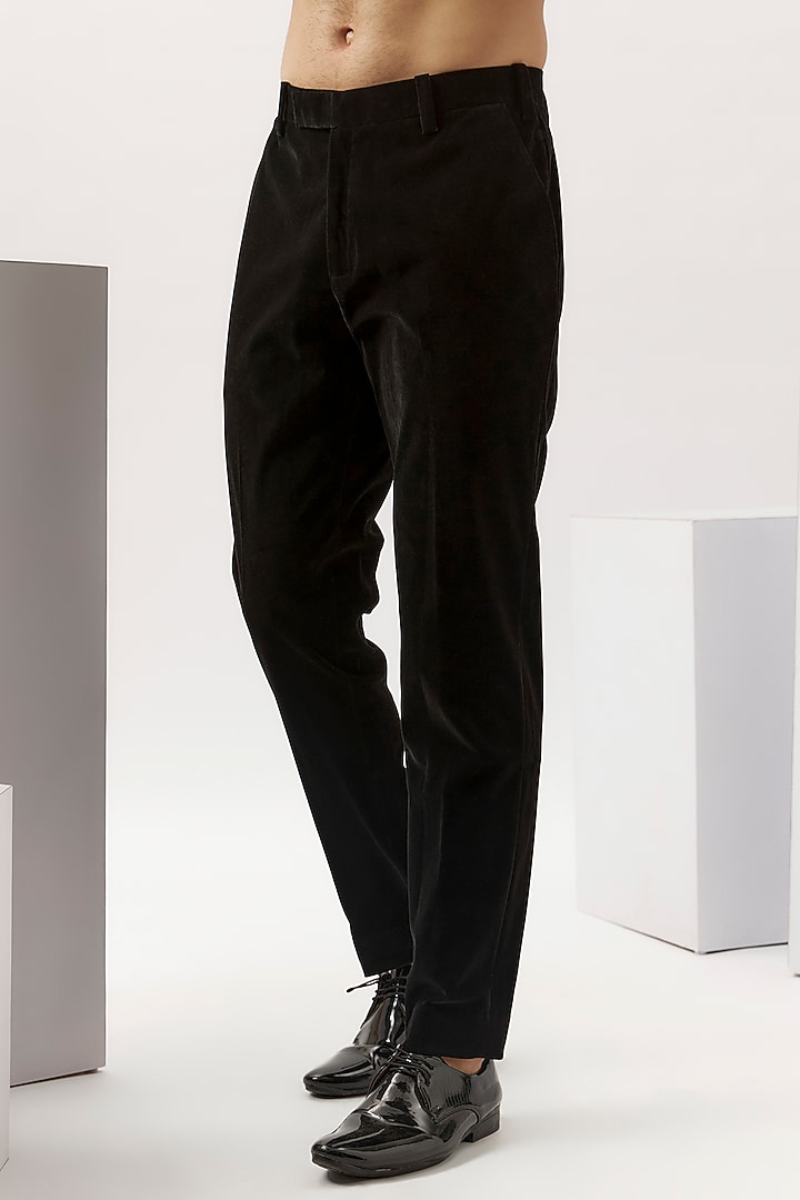 Black Velvet Metallic Embroidered Tuxedo Set by Gaurav Gupta Men at Pernia's Pop Up Shop
