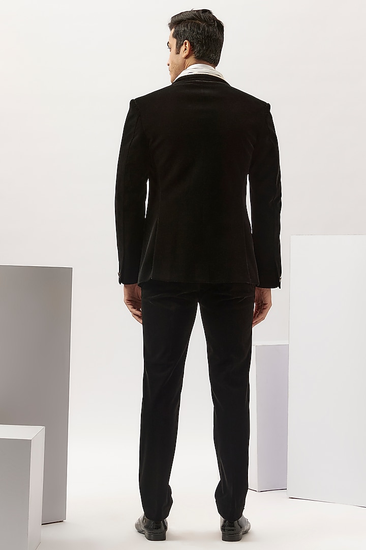 Black Velvet Tuxedo Set by Gaurav Gupta Men at Pernia's Pop Up Shop