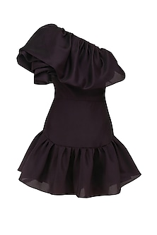 Black bubble frill one shoulder dress available only at Pernia's Pop Up ...