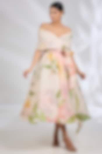 Pink & Mustard Organza Party Wear Dress by Gauri And Nainika at Pernia's Pop Up Shop