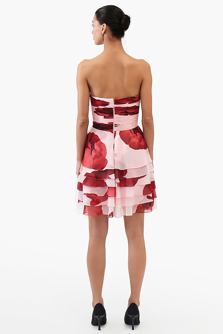 Pink Crinkled Chiffon Mini Party Wear Dress by Gauri and Nainika at Pernia's Pop Up Shop