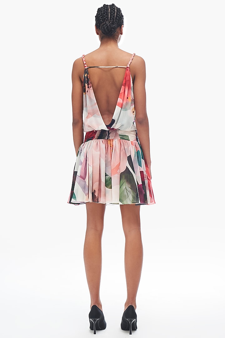 Multi-Colored Chiffon Printed & Embroidered Mini Party Wear Dress by Gauri and Nainika at Pernia's Pop Up Shop