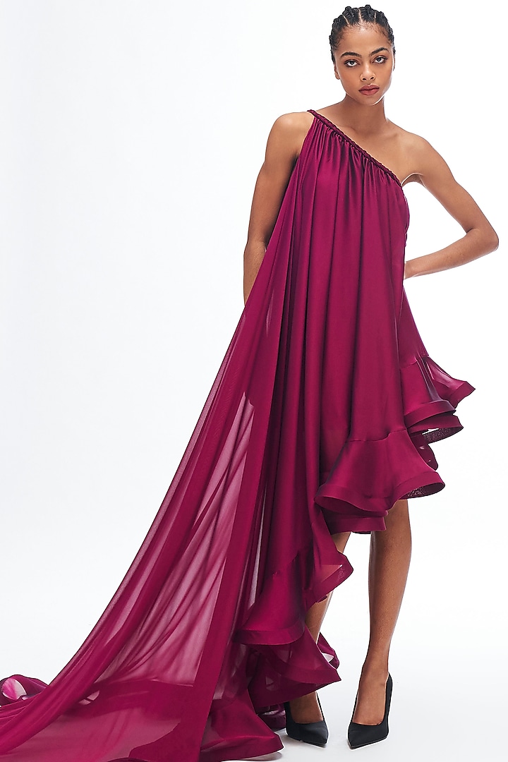 Purple Organza Asymmetrical Gown by Gauri and Nainika at Pernia's Pop Up Shop