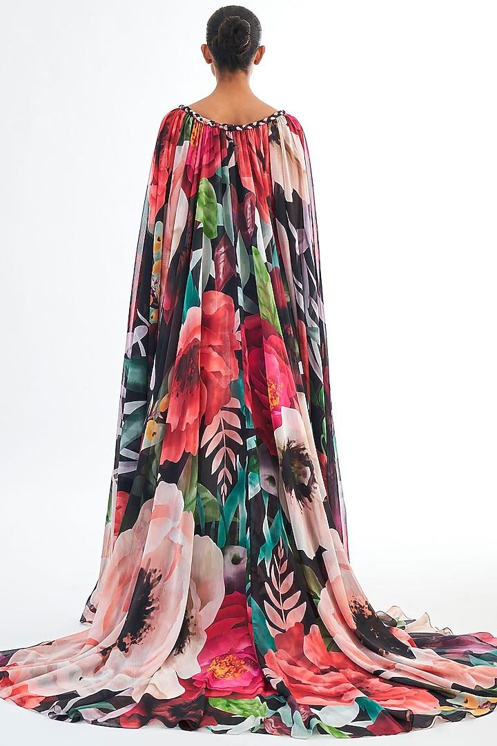 Multi-Colored Chiffon Printed Wedding Gown by Gauri And Nainika at Pernia's Pop Up Shop
