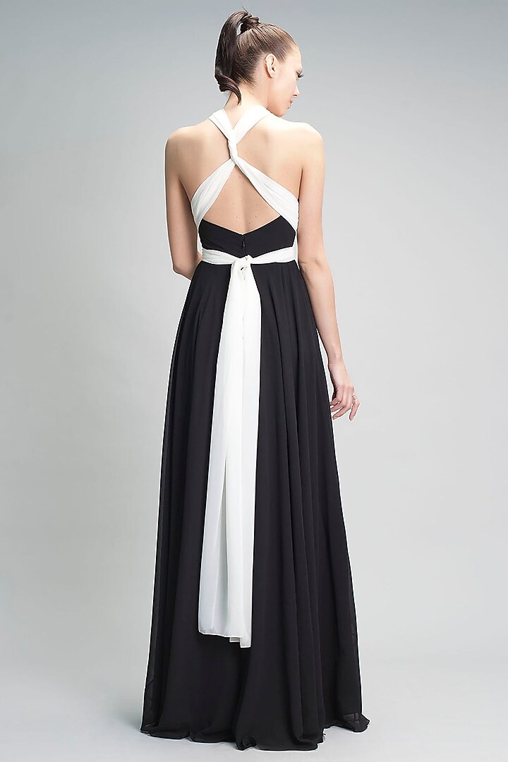 Black & Ivory Belted Gown by Gauri and Nainika at Pernia's Pop Up Shop
