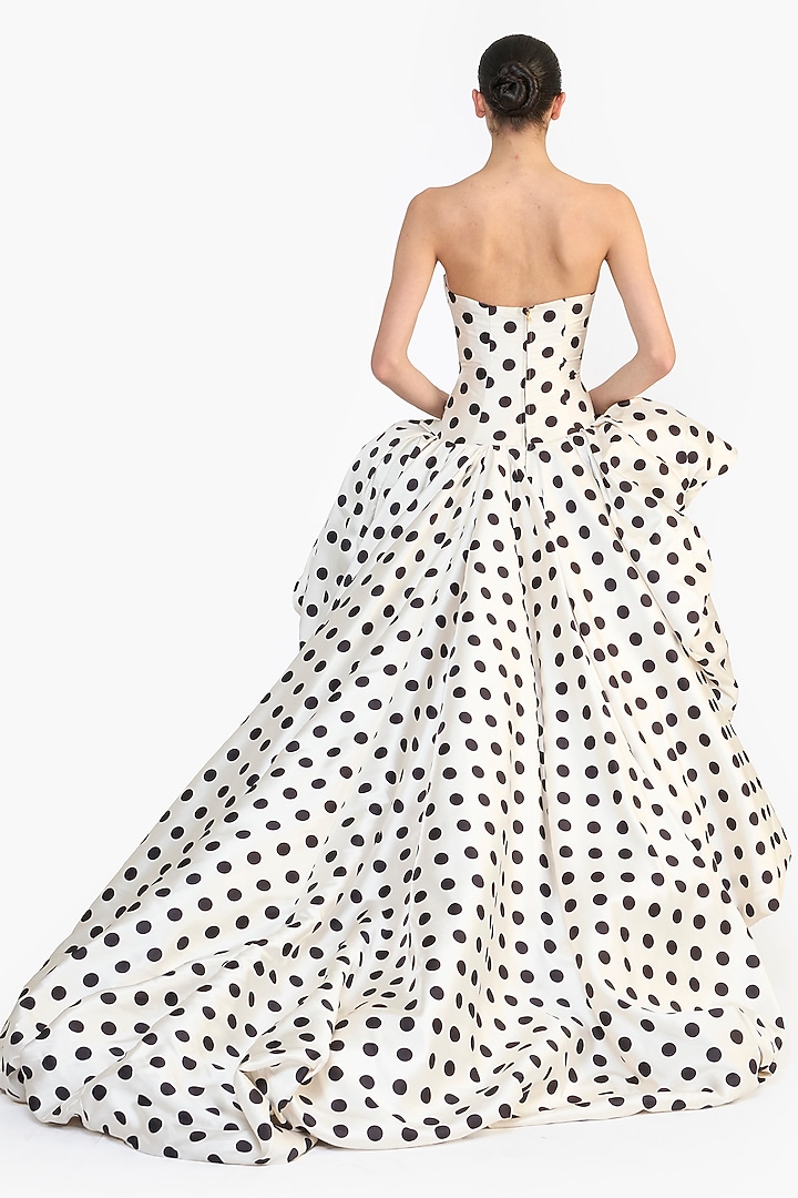 Ivory & Black Mikado High-Low Bridal Gown by Gauri and Nainika at Pernia's Pop Up Shop