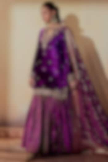 Purple Brocade Silk Gharara Set by Gul by Aishwarya at Pernia's Pop Up Shop