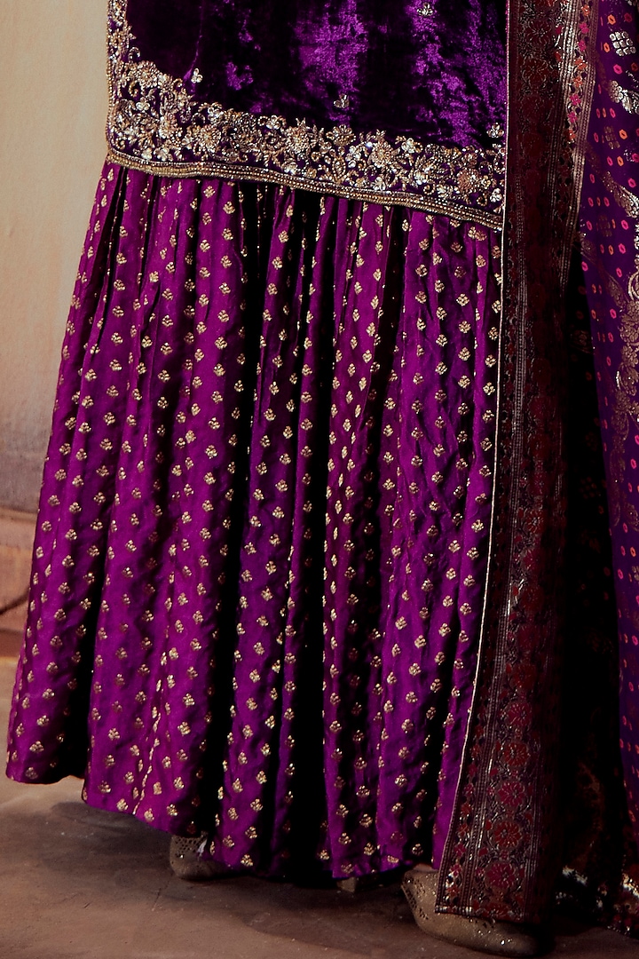 Purple Brocade Silk Gharara Set by Gul by Aishwarya at Pernia's Pop Up Shop