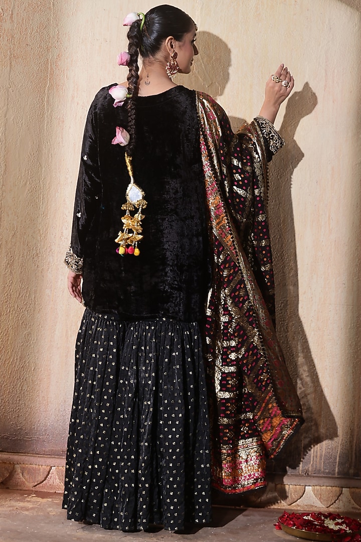 Black Brocade Silk Gharara Set by Gul by Aishwarya at Pernia's Pop Up Shop